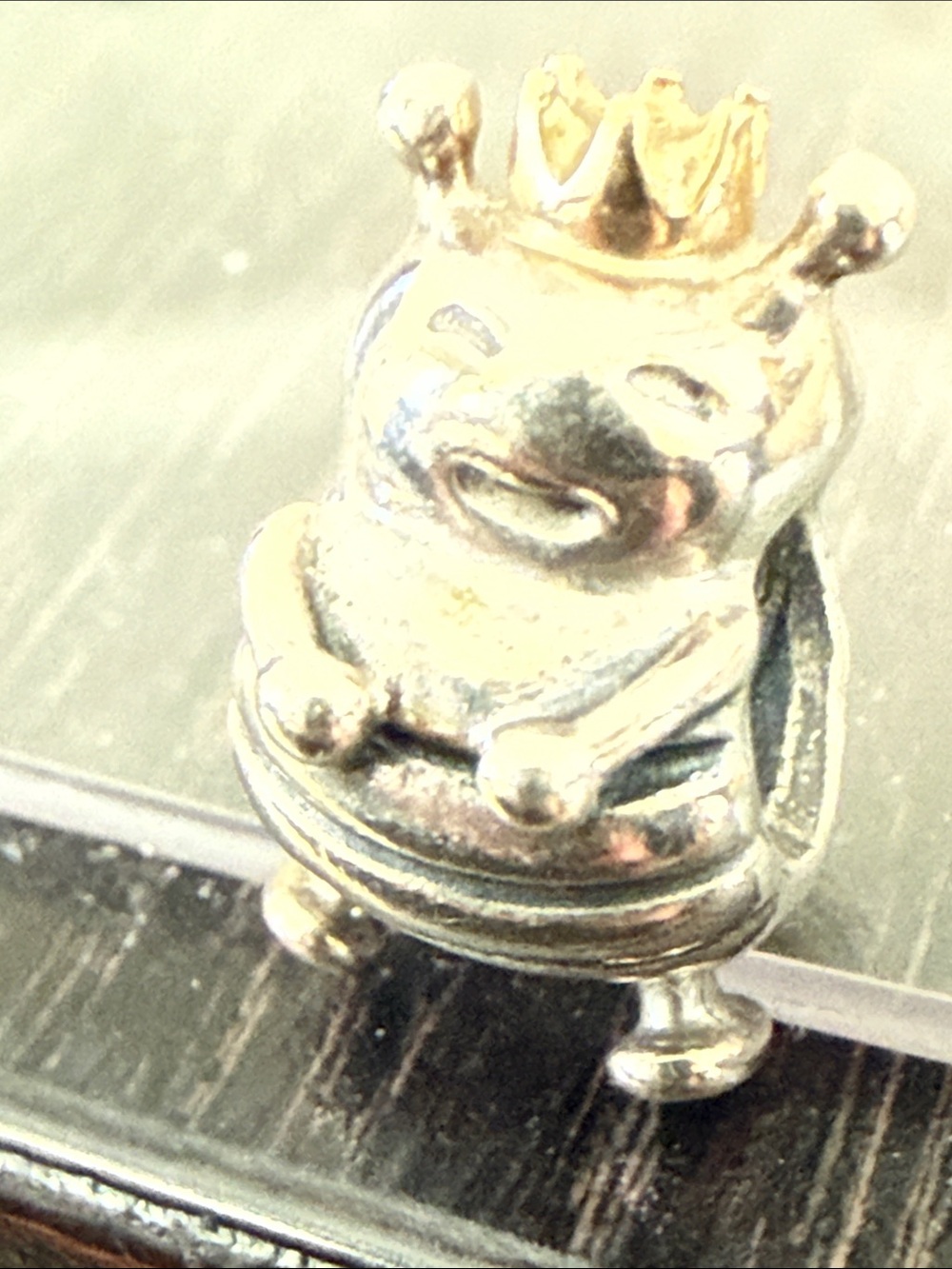 Pandora Silver Queen Bee Charm with Gold Crown-Two Toned